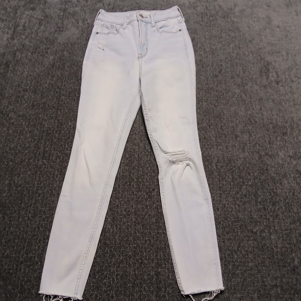 Old Navy Higher High-Rise Rockstar Super Skinny Jeans Light Wash Distressed 0
